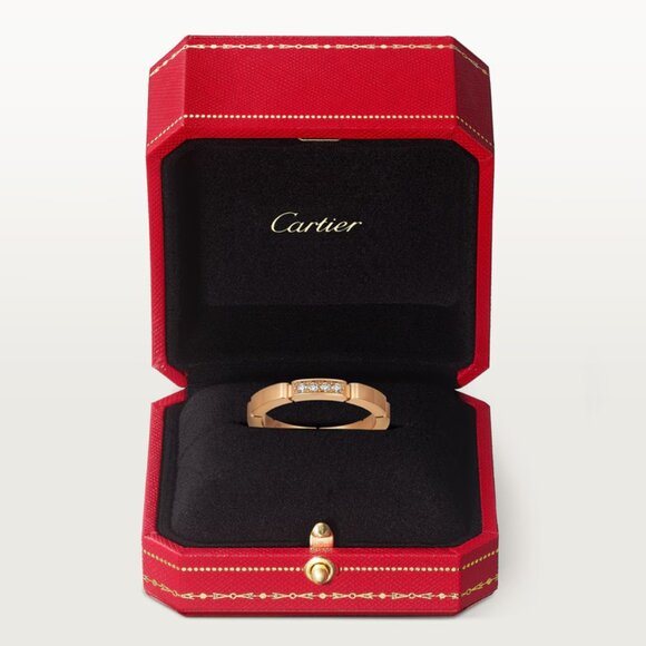 Cartier 18ct Maillon Panthere Wedding Ring with 4 diamonds,Rose Gold Accent Band - Picture 11 of 11
